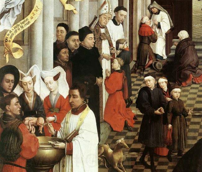 WEYDEN, Rogier van der Seven Sacraments Altarpiece France oil painting art